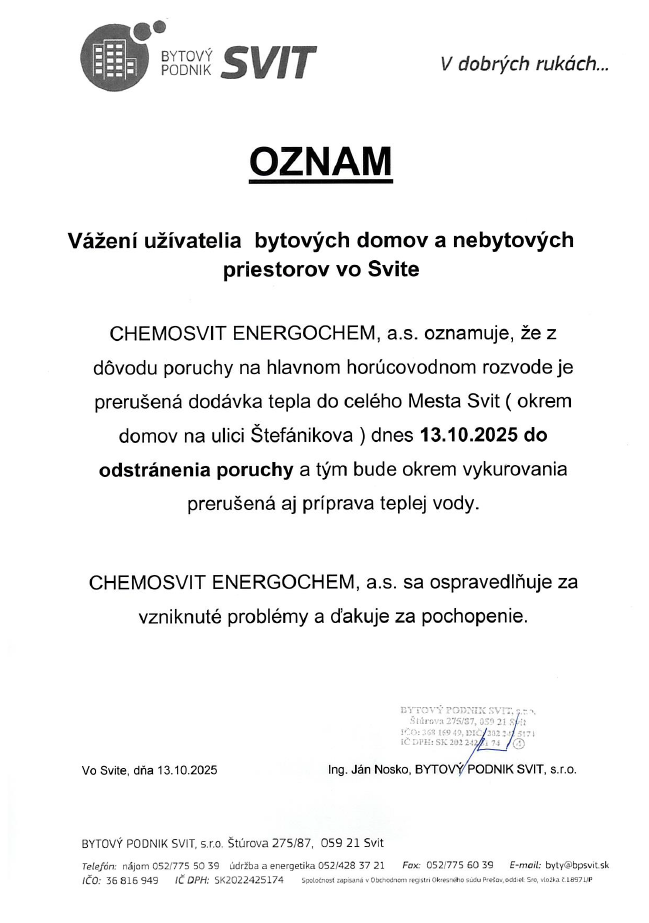 Oznam TEPLO 251013