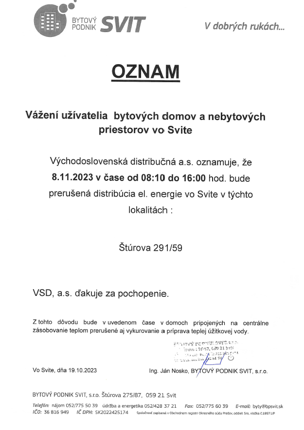 Oznam elektrina 231108