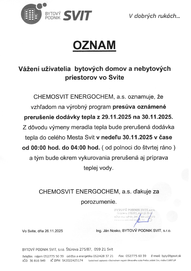 Prerušenie teplo 251130