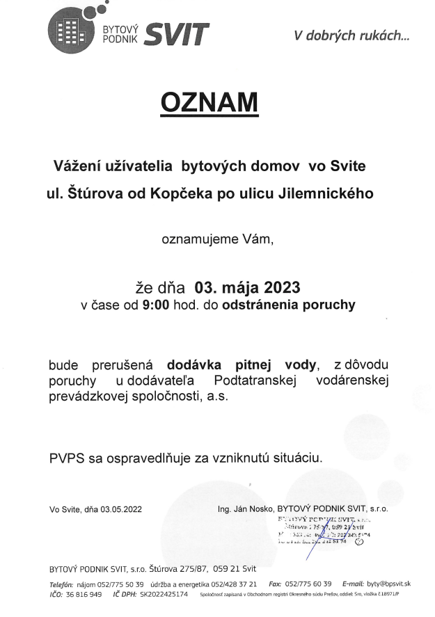 Oznam PVPS